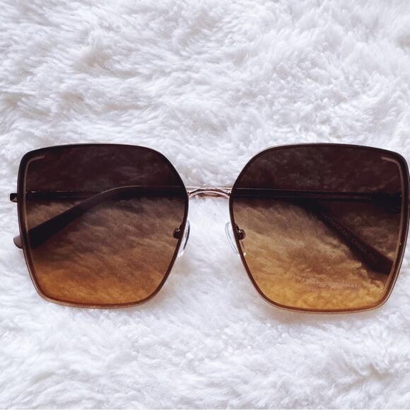 Monica Clear Brown  Geometric Sunglasses - Picture 1 of 12